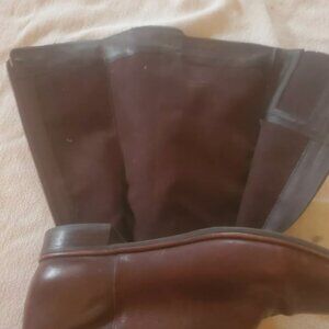 Via Spiga tall brown leather boot with buckle accents